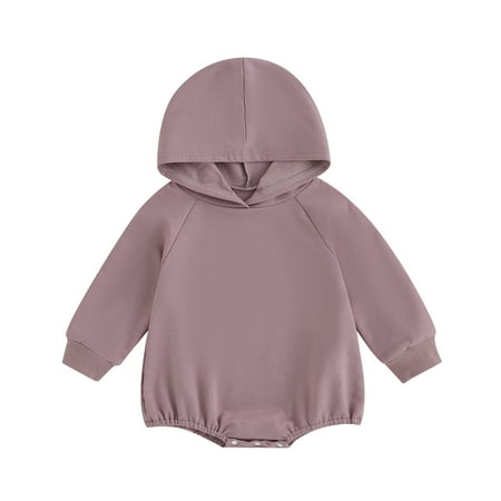 

Baby Romper 3 6 12 18M Long Sleeve Hooded Solid Fall Casual Bodysuit Clothes for Girls Boys