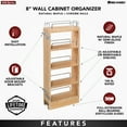 thumbnail image 5 of Rev-A-Shelf 8-Inch Wood Pull Out Wall Storage Cabinet Organizer, Maple, 5 of 12