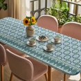thumbnail image 3 of Blue Flowers Table Cloths for 8 Foot Rectangle Tables, Farmhouse Country Abstract Floral Patterned Patio Waterproof Elastic Fitted Tablecloths, Washable Rectangular Table Cover for Camping, 3 of 8