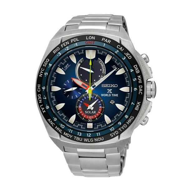 SSC549 Prospex World Timer Solar Blue Dial Men's Stainless Steel  Chronograph Watch