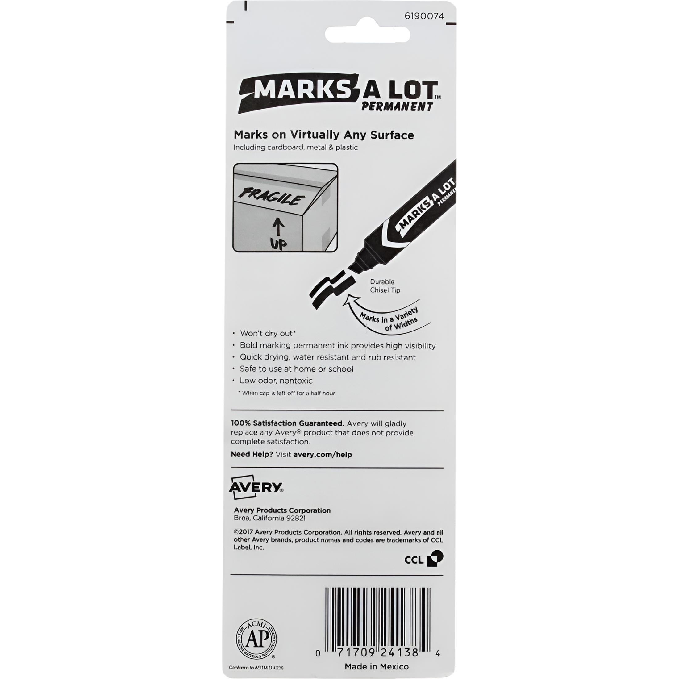 Marks-A-Lot Jumbo Chisel Tip Permanent Marker, Black (24138)