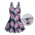 thumbnail image 6 of Uourmeti Girls' Tropical Hibiscus Floral Design Skirted One-Piece Swimsuit - Quick Dry Stretchy Swim Dress for Beach & Pool Vacations, 6 of 8
