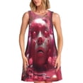 thumbnail image 1 of Fotbe Surreal Pink Headphones Vestido de Verano sin Mangas para Mujer – Vestido Midi Línea A, Estilo Camiseta Floral, Vestido Playero Casual y Fluido, 1 of 7