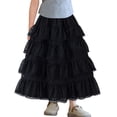 thumbnail image 2 of Girls Tiered Maxi Skirt, High Waist Fluffy Cake Long Skirt with Elastic Waist for Kids, 2 of 5