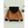 thumbnail image 4 of Seyurigaoka Toddler Baby Boys Autumn Hood Pullover Tops Contrast Color Long Sleeved Half Zipper Thick Warm Sweatshirt with Pocket, 4 of 9