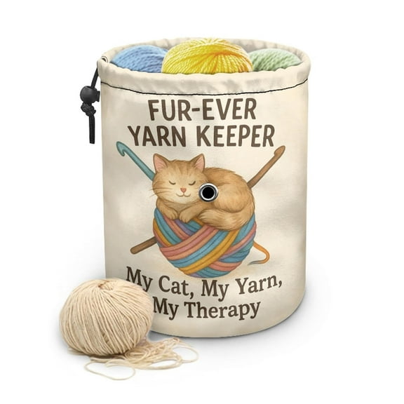 Crochet Knitting Yarn Organizer Bag – Cute Pet Design Canvas Tote for Yarn, Hooks, Needles & More | Ideal Storage for Crafters, Sewers & DIY Gift Givers