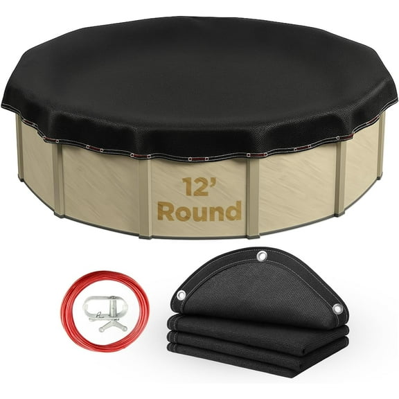 Buffalo Blizzard Micro Mesh Black Round Swimming Pool Winter Cover, 12'