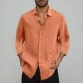 thumbnail image 2 of Dovford Mens Button Down Shirt Cotton Linen Casual Long Sleeve Shirts Collared Hippie Beach Tops Casual Business Dress Shirts, 2 of 5