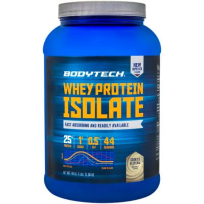 BodyTech Whey Protein Isolate Powder  With 25 Grams of Protein per Serving  BCAA's  Ideal for PostWorkout Muscle Building  Growth, Contains Milk  Soy  Cookies  Cream (3 (Best Whey Protein Isolate For Muscle Building)