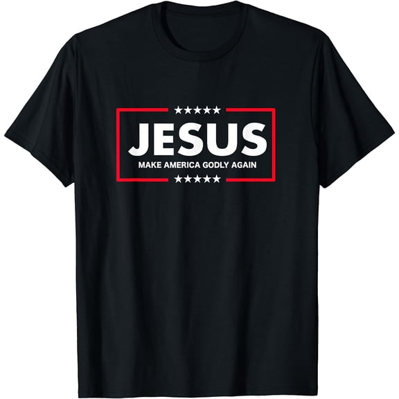 Christian Gifts Women Men Make America Godly Again T-Shirt Black 2X-Large