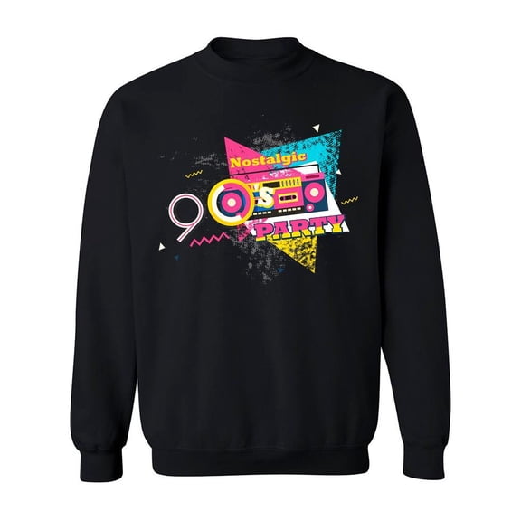 90s Nostalgic Party Sweatshirt Men -Image by Shutterstock, Male Small