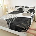 thumbnail image 3 of Manfei Modern Minimalism Full Size Sheets for Adult, Plant Botanical Bed Sheets, Abstract Striped Sheet Sets, Microfiber Bedroom Decor, 4 Pieces, 3 of 7