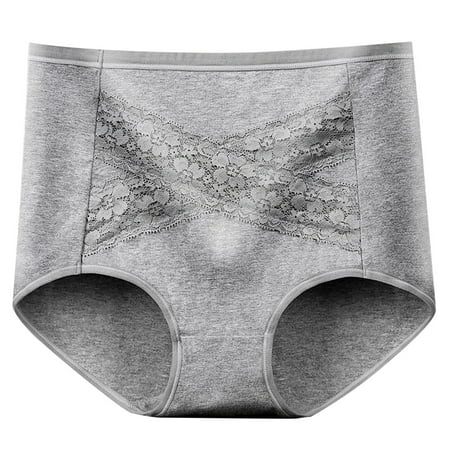 Bigersell Women s Thermal Underwear Clearance Underwear Women Tangas Panty Style P-1823 Spandex Thong Panties Ladies Thong Briefs High Waist Women s Panties Gray XXL