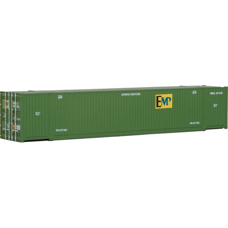 Walthers HO Scale 53' Singamas Corrugated-Side Container EMP (Green, Yellow)