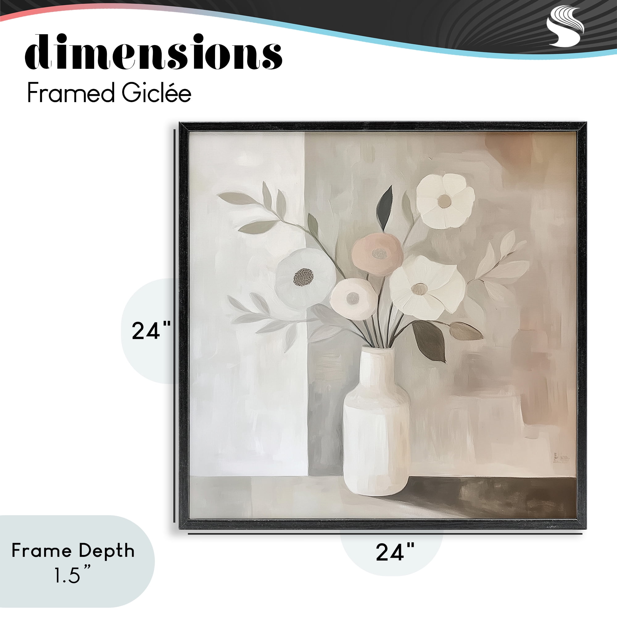 Stupell Industries Minimalist Muted Flower Vase Black Framed Giclee Art, design by Heidi Kuntz