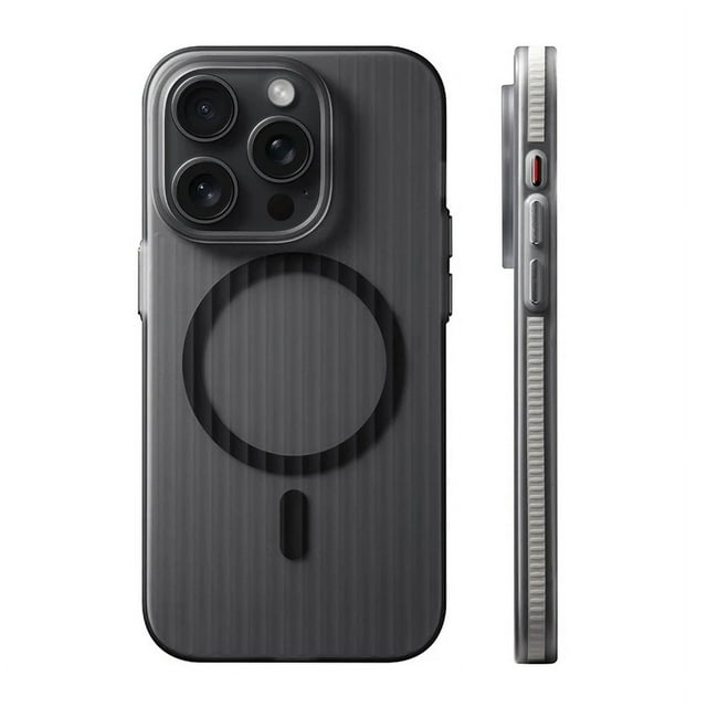 Geometric 3D Stripes Wireless Charging MagSafe Phone Case For iPhone 14 15Pro Max 15 13 Pro 16 Anti-fall Bumper Frosted Cover gray For iPhone 16 Plus