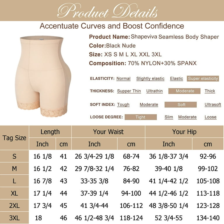 SHAPEVIVA Butt Lifter Panties Body Shaper for Women Hip Enhancer