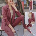 thumbnail image 2 of 2pcs Fashion Women Suit Strip Pattern Formal Wear Business Jacket Pants Set (Red XL), 2 of 10