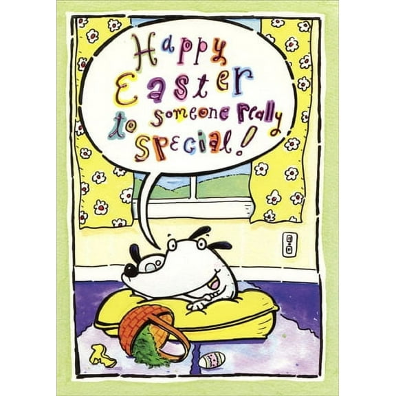 Designer Greetings Dog on Pillow Funny Easter Card