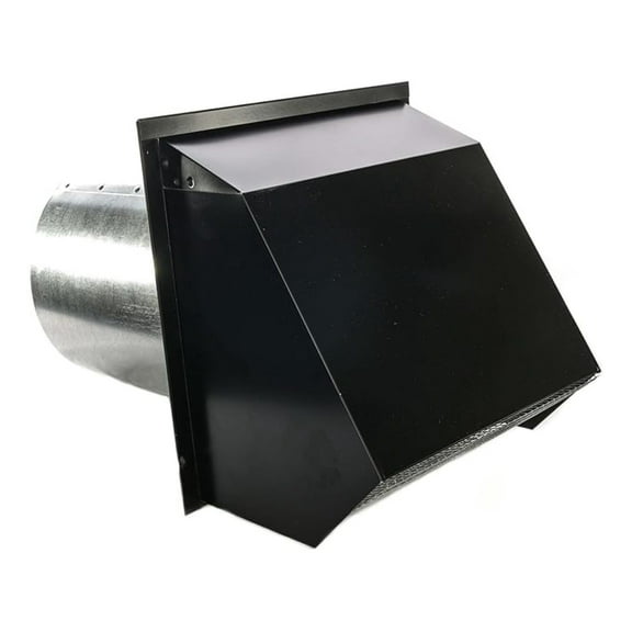 Hooded Wall Vent with Screen and Damper (10 Inch, Black)