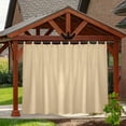 thumbnail image 2 of DONGPAI Patio Curtains Outdoor Extra Wide, Detachable Top Waterproof Outdoor Blackout Curtains Drapes for Porch Pergola Gezebo, 1 Panel, 100''x 84'', Beige, 2 of 8