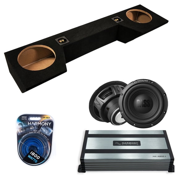 Harmony Audio Alpine fits -25 Dodge Ram Quad Cab W10S4 Dual 10" Subwoofer 500W Sealed Sub Box | HA-A800.1 Amplifier, 4GA Amp Kit