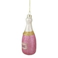 thumbnail image 5 of Northlight 5.25" Pink Glittered "CHEERS" Champagne Bottle Glass Christmas Ornament, 5 of 5