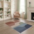 thumbnail image 2 of ODIKA 4'x6' Earth Tones Geometric Aztec Pyramid Design Washable Area Rug Modern Abstract Art Style with Soothing Shapes for Dorm Room, Small Living Stain Resistant Low Profile, Easy Care, 2 of 7