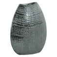 thumbnail image 2 of Benzara Ceramic Biconvex Crescent Ribbed Design Vase-Color:Silver, 2 of 2
