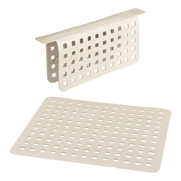 mDesign Kitchen Sink Protector Mat Pad Set, Quick Draining Use In