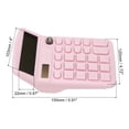 thumbnail image 2 of Uxcell Desk Calculator, 12 Digits Large LCD Display Electronic Calculator Solar Battery Dual Power, Pink, 2 of 6