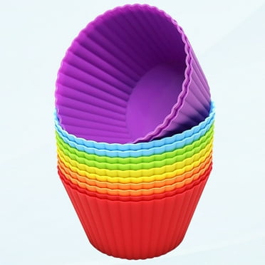 Paramat Extra Large Silicone Cupcake Muffin Cups 12 Pack, 3.54 Inch Non-Stick Cupcake and Muffin Liners, Reusable Jumbo Silicone Baking Cups Easy to Clean, Perfect for Cupcake (Multicolor)