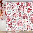thumbnail image 2 of Valentine''s Day Shower Curtain, Boho Rainbow Floral Love Heart Set Valentines Day Shower Curtain, Valentines Day Lovers Bathroom Accessories 72"X72" with Hooks Fabric Love Holiday Bathtub Curtain, 2 of 6