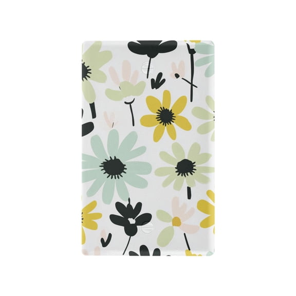 Yayeee Blank Wall Plate Cover 1-Gang 4.5"x2.7" Home Unused Decorative Outlet, White Flower