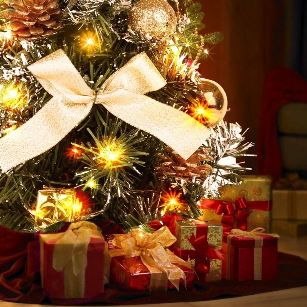 Keimprove Tabletop Mini Christmas Tree 15.7" Pre-lit Christmas Tree Artificial Decoration with Ornaments Small Christmas Tree with Lights Led Light Up Christmas Tree Hanging Decor for Home Party