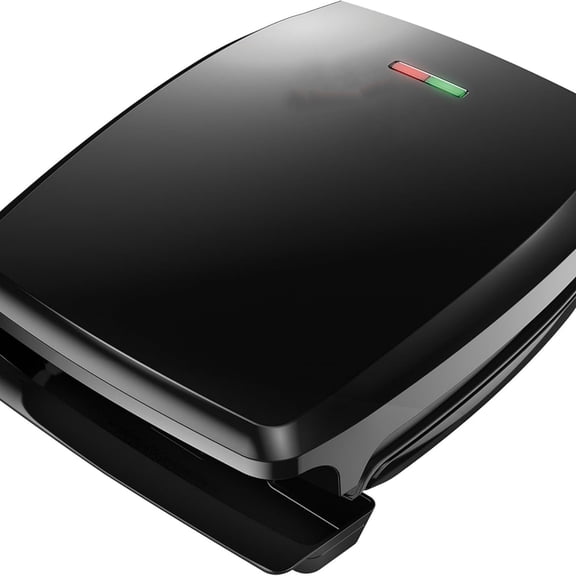 4-Serving Classic Plate Electric Indoor Grill and Panini Press, Black