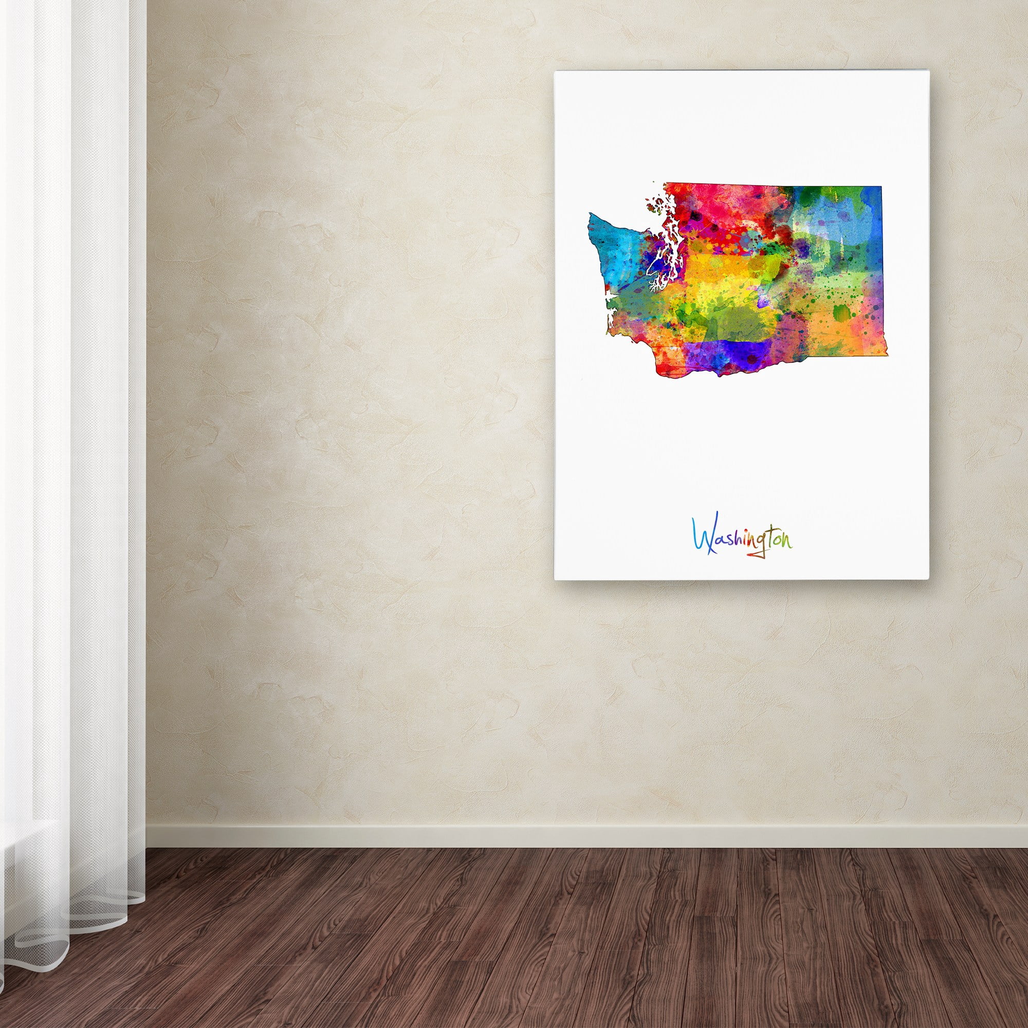 Trademark Fine Art "Washington Map" Canvas Art by Michael Tompsett