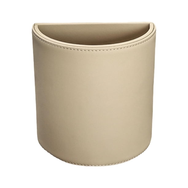 Contenedor de basura para vehículos, bote de basura para autos, SUV, bolsillo de almacenamiento, bolsa de basura beige