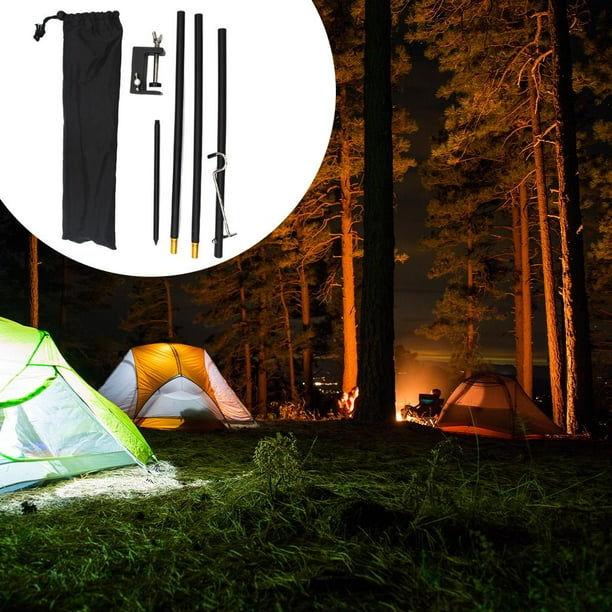 Camping Lamp Pole Lamp Stand Table Lantern Stand Hanger Lightweight Aluminum 3 Section Black