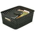thumbnail image 5 of Simplify Resin Wicker Storage Bin Tote Basket Weave, Small, Black (10" X 8" X 4"), 5 of 7