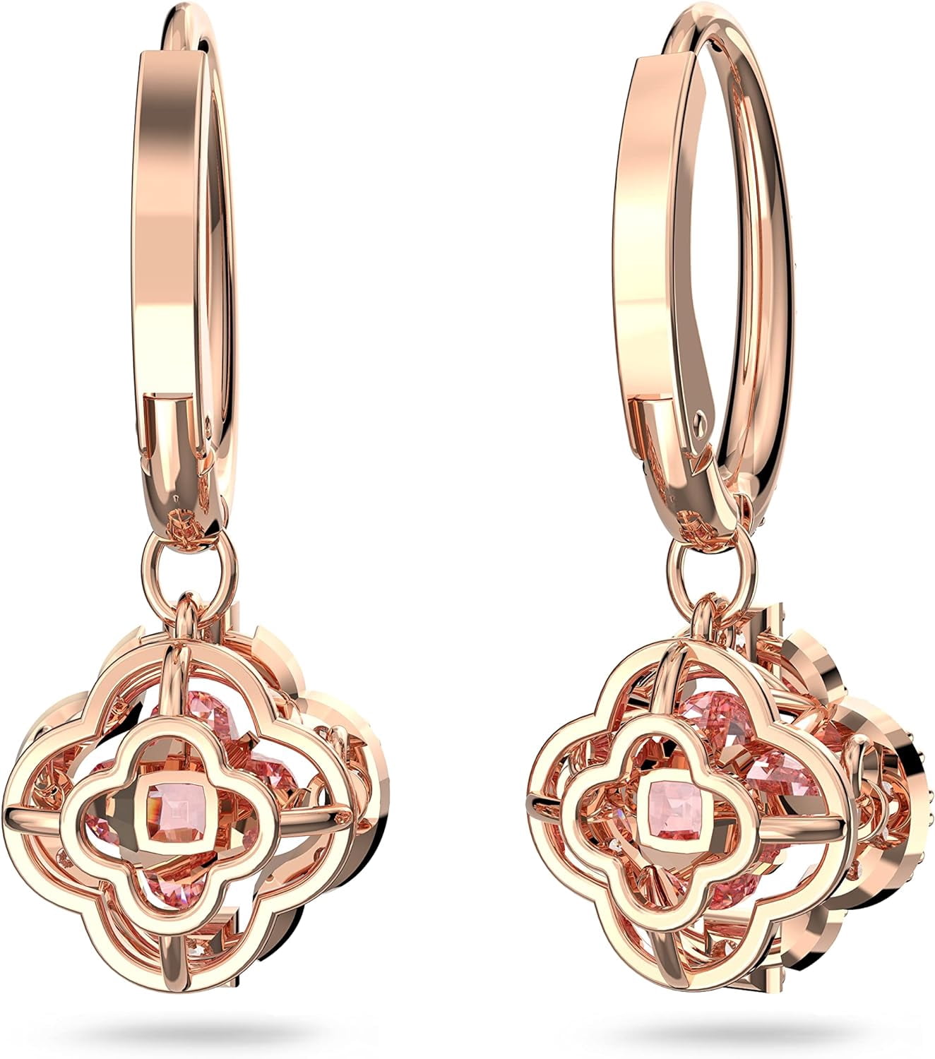 Swarovski Rose-gold Tone Plated Sparkling Dance Clover Pierced Earrings