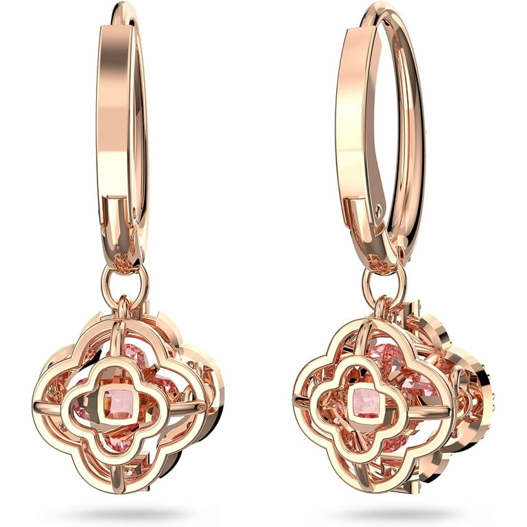 Swarovski Rose-gold Tone Plated Sparkling Dance Clover Pierced