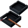 thumbnail image 1 of Cenicero cuadrado de 2 uds para cigarros al aire libre, cenicero de silicona de 6 pulgadas, cenicero para hombres, ceniceros profundos y frescos con 4 reposapiés de doble uso (negro), 1 of 5