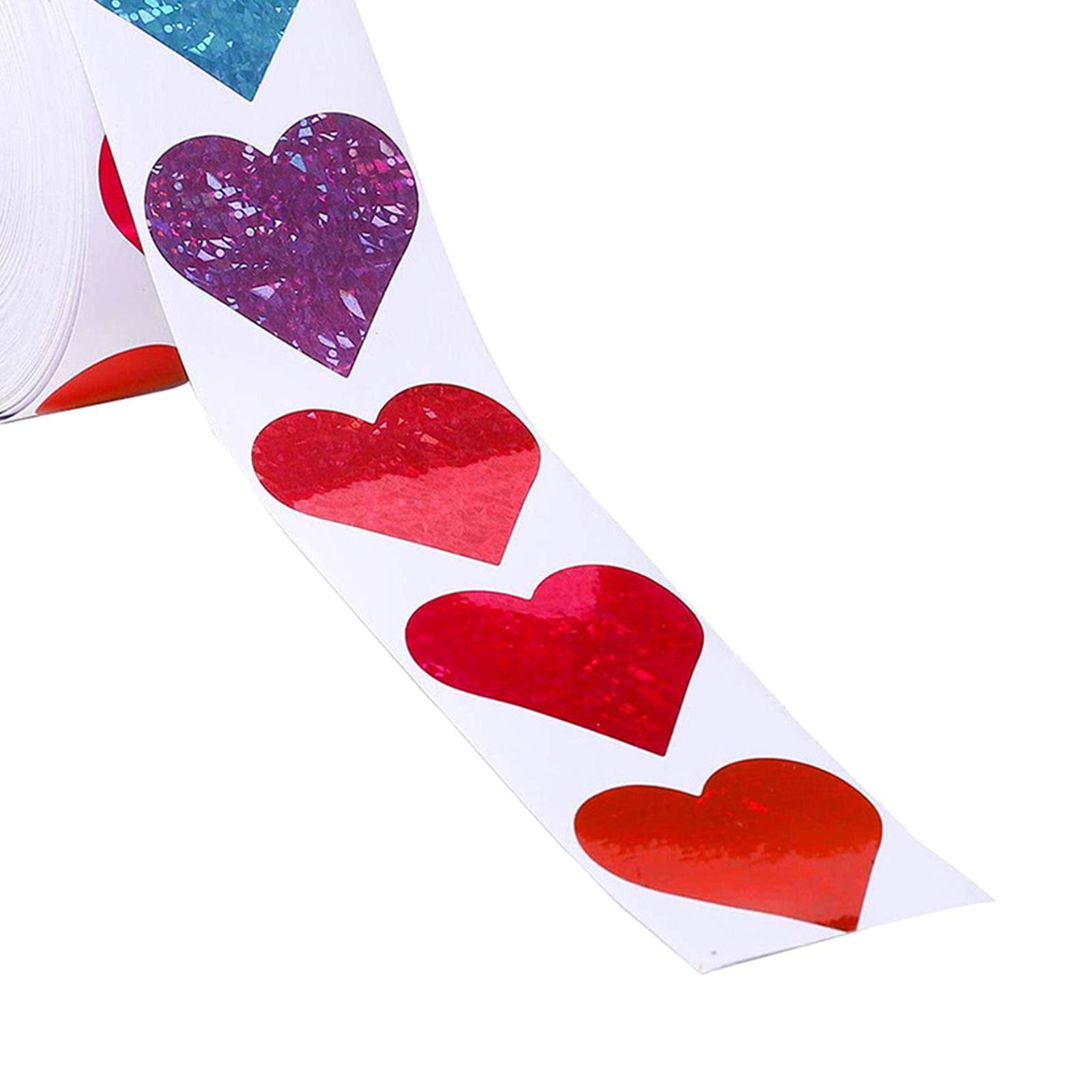 Milageto 3x500Pieces Heart Shaped Stickers Colorful Seal Labels for Wedding Gift Decals 3.8cm 3 Pcs