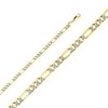 Solid 14k White and Yellow Gold 4.6MM Two Tone Figaro White Pave Chain Necklace - 20 Inches