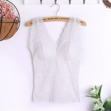 Sexy Lace Floral Cami Padded Tank Top Women s Bra Sexy Lace Cami Bralette Crochet Flower Bra Vest Bustier Crop Top