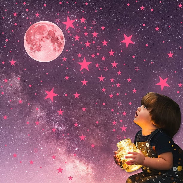 Estrellas que brillan en la oscuridad para techo, pegatinas de pared de estrellas y luna que brillan en la oscuridad, estrellas de techo que brillan en la oscuridad, decoración de pared para niños,