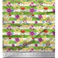 thumbnail image 1 of Soimoi Satin Silk Fabric Stripe,Floral & Fox Animal Print Fabric by the Yard 42 Inch Wide, 1 of 1