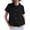 A27 Black, variant on Women's Peter Pan Collar Button Down Shirts Short Sleeve Linen Cotton Blouses Summer Casual Pockets Vintage Loose Fit Solid Cute Fashion Tops