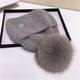 thumbnail image 4 of Gorro con pompones de piel de zorro Real para mujer, gorro cálido para exteriores, gorro grueso de punto de conejo, Navidad, novedad de invierno, 4 of 4